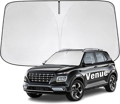 Windshield Sun Shade for Hyundai Venue 2020-2026 Sunshade 300T Windshield Cover Shield Protector Blocks UV Rays Custom Fit Venue Front Window Shades Windshield Accessories Keep Cool Foldable