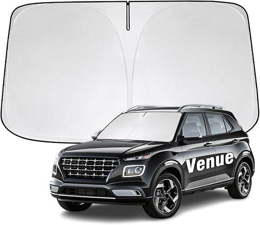Windshield Sun Shade for Hyundai Venue 2020-2026 Sunshade 300T Windshield Cover Shield Protector Blocks UV Rays Custom Fit Venue Front Window Shades Windshield Accessories Keep Cool Foldable