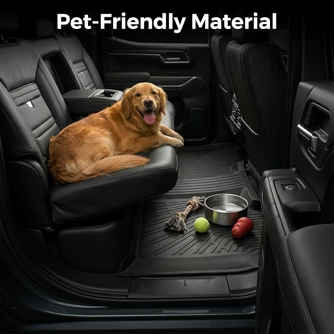 CreekT® for Chevy Silverado for GMC Sierra Floor Mats 2019-2025 2026 (Crew Cab Only, Fit with Rear Under-Seat Storage), All Weather Floor Mats for 1500/2500HD/3500HD Denali Bucket Seating Accessories