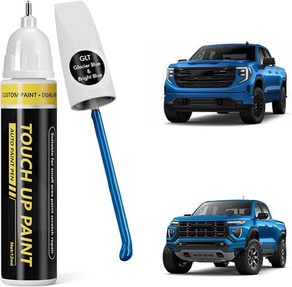 (Glacier Blue/Bright Blue (GLT) Car Touch Up Paint for GMC, Car Paint Scratch Repair Kit, Quick & Easy Solution, 2 in 1 Scratch Remover Pen with Color-Matched