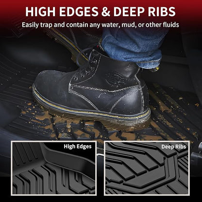 LASFIT Floor Mats for Nissan Rogue 2014-2020 (Not Fit Rogue Sport or Select), All Weather TPE Custom Fit Durable Floor Liners for Rogue S/SV/SL 2020 2019 2018 2017-2014 1st & 2nd Row Car Mats
