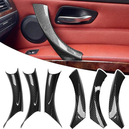 Compatible with BMW 3 Series Door Handle Covers E90/E91/E92/E93 2004-2011,6PCS Left Right Passenger Interior Door Pull Handle for 318i,320i,323i,325i,328i,330i,335i(Carbon Fiber Pattern)