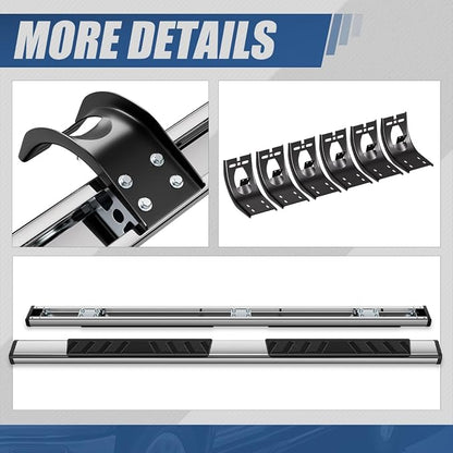 Auto Dynasty Flat Running Boards Compatible with 2009-2024 Dodge Ram 1500 Truck Extended/Quad Cab, Stainless Steel Side Step Rail Nerf Bars, 5" Step Bars, Polished Chrome