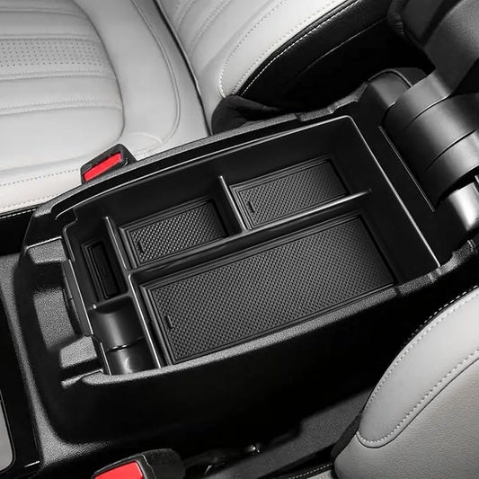 HGWEI Center Console Organizer Compatible with Ford Escape 2020-2026/Bronco Sport 2021-2025 Accessories, Insert Armrest Box Secondary Storage Tray Black ABS Materials (Not for U725 2-Door)