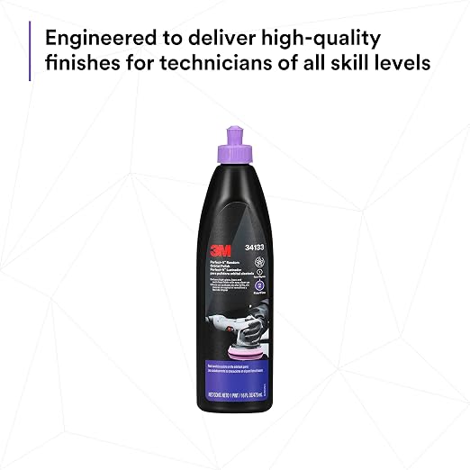 3M Perfect-It Random Orbital Polish, 34133, 1 Pint, Fast Cutting Polisher for Automotive Buffing & Polishing, High-Gloss Finish
