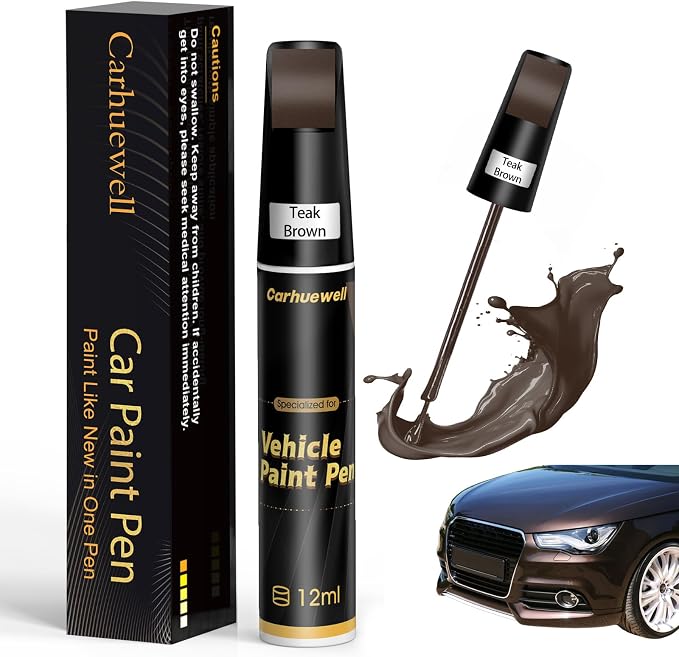 Bronze Touch Up Paint for Cars, Car Scratch Repair Pen, Car Paint Touch Up Pen Auto Scratches Remover Easy to Use and Quick Fix(Teak Brown)