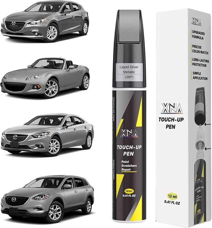 XNA Liquid Silver Metallic(38P) for Mazda Touch Up Paint, Car Scratch Remover for Nicks and Chips Repair, 2-In-1 Quick & Easy Fix Car Scratch Repair Kit with Exact Color-Matched
