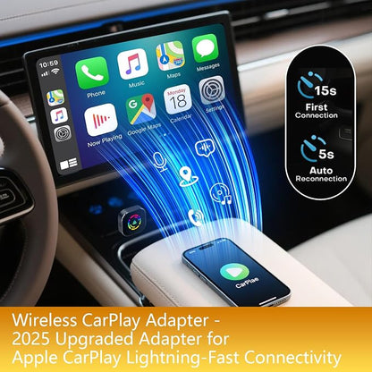 Wireless Carplay Adapter for iPhone,Carplay Wireless Adapter for Car with Wired CarPlay,Mini Compact Design with USB/Type-C Port,Plug and Play,Stable Connection & No Delay-Black