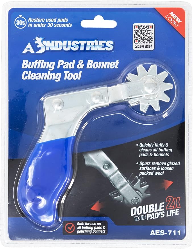 AES Industries 711 Wool Polishing, Glazing, Buffing Pad And Bonnet Cleaning Spur Tool