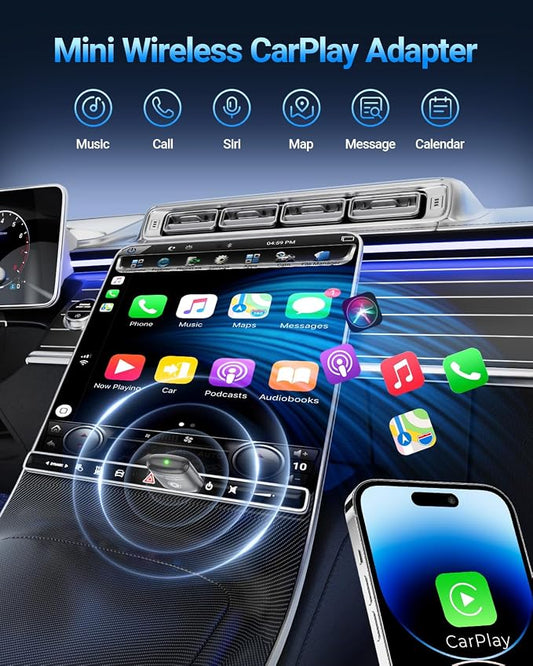 vnilrgle Wireless CarPlay Adapter for Apple iPhone（2026 Upgraded） Mini Design, Converts Factory Wired to Wireless Adapter for CarPlay, Plug and Play, Auto Connect Fast and Stable(Dark Gray)
