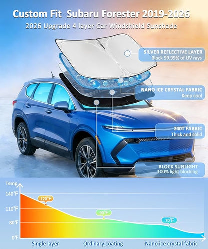 for Chevrolet Equinox 2018-2024 2025 Sun Shade Sunshade Windshield Cover - 4 Layers Front Window Shade Not for Chevy Equinox EV Sun Visor - 240T Retractable Shade Blocks UV Rays Car Accessories