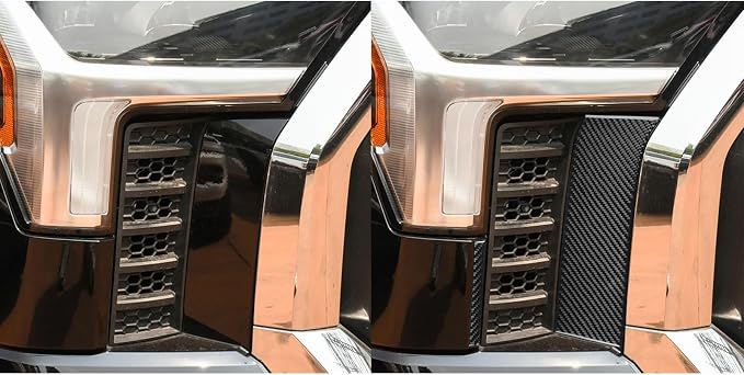 NVCNX Real Premium Carbon Fiber for Toyota Tundra 2022-2026 / Sequoia 2023-2026 2024 2025 Car Headlight Bumper Grille Mesh Side Panel Cover Exterior Trim Accessories Thick Overlay Sticker Decal 4PCs