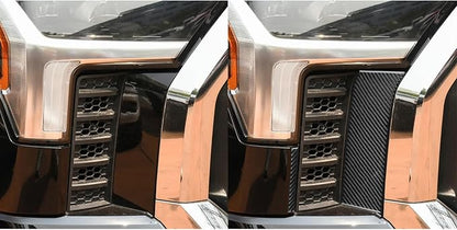 NVCNX Real Premium Carbon Fiber for Toyota Tundra 2022-2026 / Sequoia 2023-2026 2024 2025 Car Headlight Bumper Grille Mesh Side Panel Cover Exterior Trim Accessories Thick Overlay Sticker Decal 4PCs