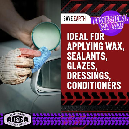 AIDEA Microfiber Applicator Pad-8Pack, Car Wash Sponge, Premium Microfiber Sponge and Cleaning Pads, Perfect for Effortless Wax, Sealant, and Conditioner Application, Car Detailing Supplies, Blue