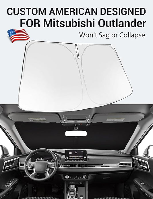 Proadsy 2026 Upgrade Windshield Sun Shade Custom Fit 2026 2025 2024 2023 2022 Mitsubishi Outlander Foldable Front Sunshade Protector Sun Visor Blocks UV Rays Keep Car Cooler