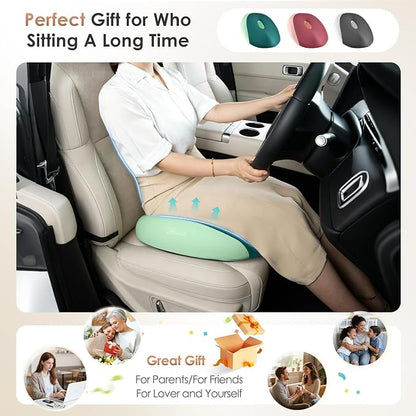 FLORICH Large Car Seat Cushion for Long Sitting, Ergonomic Memory Foam Driving Seat Cushion for Back & Sciatica Pain Relief, Non-Slip Washable Seat Cushion for Car, Driver, Office-Green
