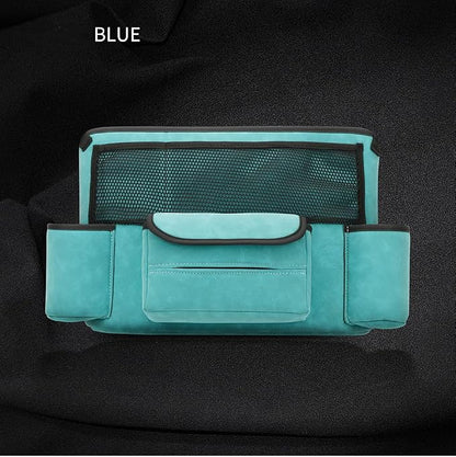 JEYODA Car Handbag Holder Between Seats Suede Large Capacity Car Purse Holder Automotive Consoles & Organizers for Document Phone Storage Car Accessories Interior (1925-style 2 blue)