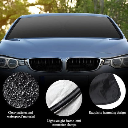 Windshield Sun Shade Foldable Car Front Window Covers for Car Accessories Sun Heat UV Rays Visor Protector Protection for Universal Cars SUV Truck (Solid Black)