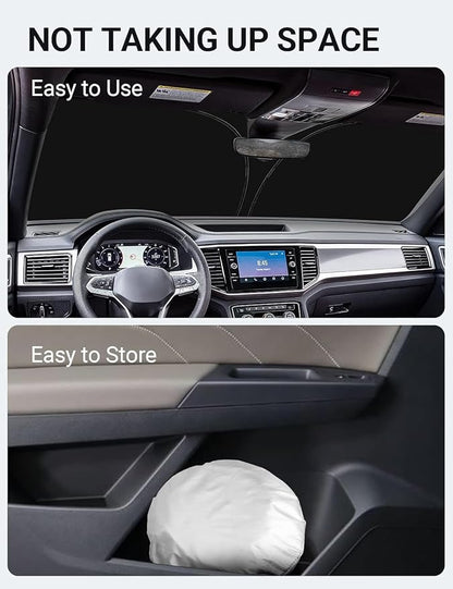 Proadsy Windshield Sun Shade Custom Fit Volkswagen Atlas 2018-2024 2025 2026 4-Layer Foldable Front Sunshade Protector Sun Visor Blocks UV Rays Keep Car Cooler