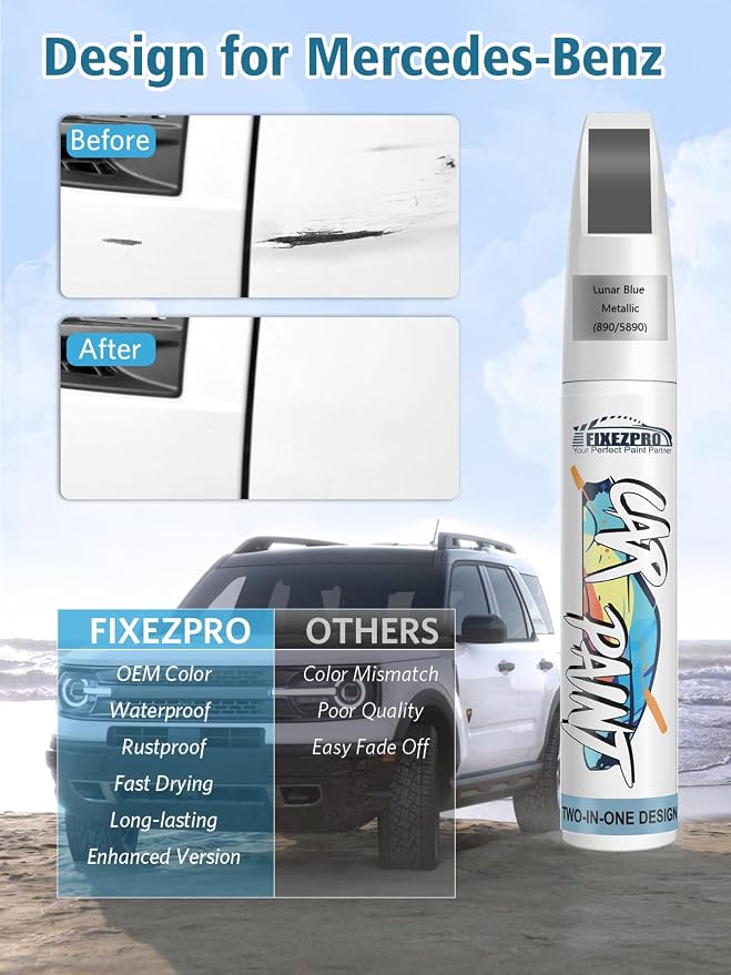 992/7992 Selenite Gray Metallic Car Touch Up Paint Compatible with Mercedes-Benz Color Match Auto Paint Repair Pen,Professional Car Scratch Repair Remover Pen Quick & Easy to Use