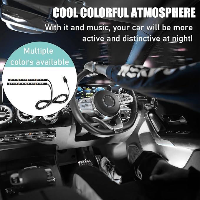 Yourkar Car LED Strip Light, 24 LED Auto Interior Under Dash Atmosphere Lights with USB Port, Vehicle Decor Lamp Ambient Night Light Strip Lighting Kit, Universal Car Accessories (White)