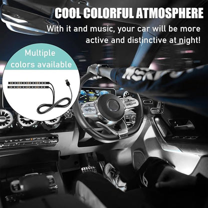 Yourkar Car LED Strip Light, 24 LED Auto Interior Under Dash Atmosphere Lights with USB Port, Vehicle Decor Lamp Ambient Night Light Strip Lighting Kit, Universal Car Accessories (White)