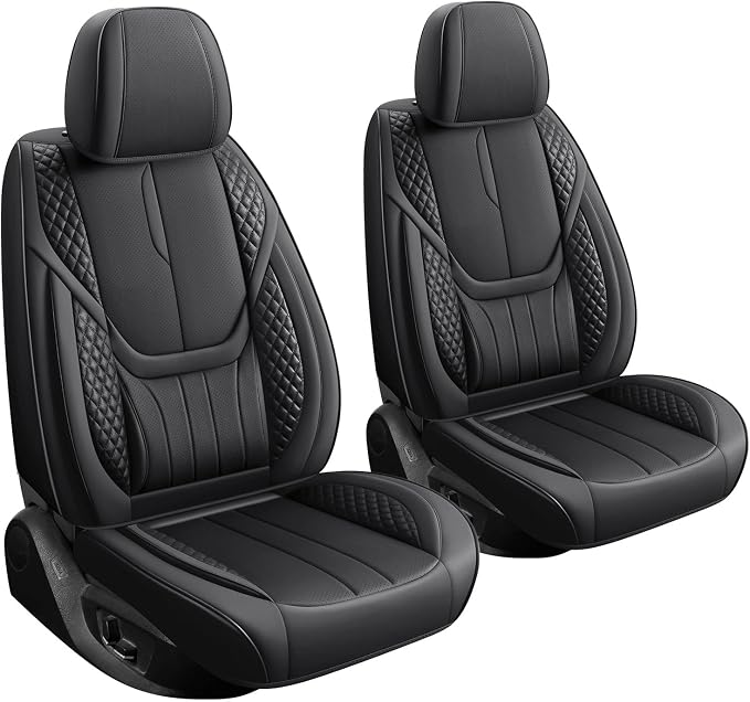 Car Seat Covers Full Set - Universal Seat Covers for Cars SUV Truck – Faux Leather Automotive Seat Covers, Breathable & Waterproof Front and Rear Seat Protectors, Fit for Most Cars-Black