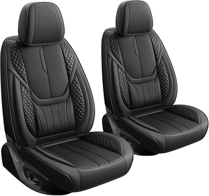 Car Seat Covers Full Set - Universal Seat Covers for Cars SUV Truck – Faux Leather Automotive Seat Covers, Breathable & Waterproof Front and Rear Seat Protectors, Fit for Most Cars-Black