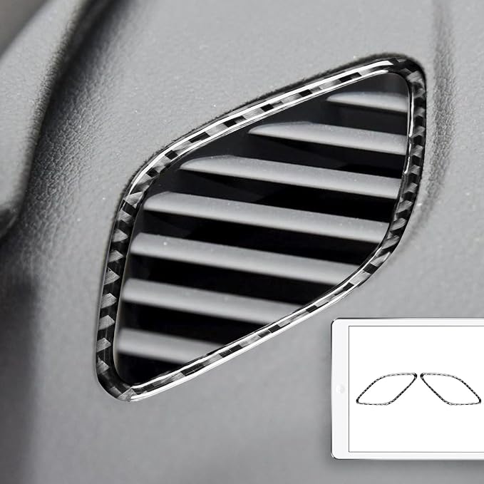 Real Premium Carbon Fiber Sticker Compatible with Audi A3 S3 RS3 8V 2013 2014 2015 2016 2017 2018 2019 Car Dashboard Sides defogging air Vent Decor Auto Interior Accessories Trim Black