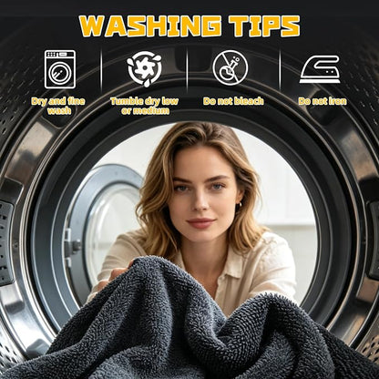 2-Pack Double-Twist Pile Microfiber Towels for Cars 1300 GSM Car Drying Towels (15.75" x 15.75") Ultra Absorbent Microfiber Towel, Streak-Free & Scratch-Free Car Cleaning Supplies with Edgeless Design