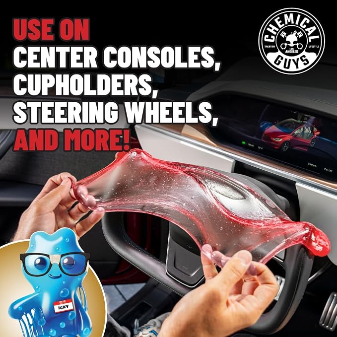 Chemical Guys Sticky Icky Car Cleaning Gel, Sweet Strawberry, Interior Car Cleaner, Reusable Automotive Crevice & Interior Dust Cleaner for Air Ventss, Cup Holders & Keyboards, 0.88 Ounce (Pack of 4)