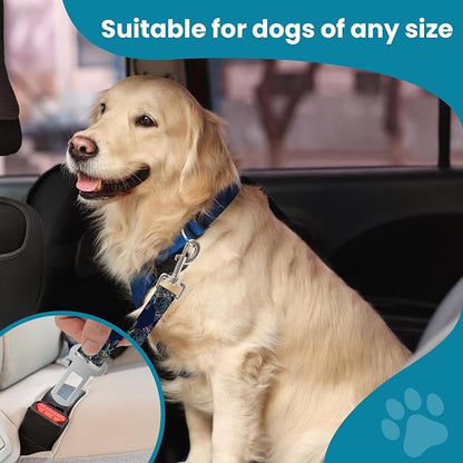 Adjustable pet cat and Dog car seat Belts. The Lanyard is Flexible and Adjustable from 20 to 33 inches(White Flowers + Black Flowers)