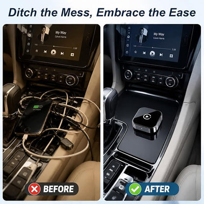 Wireless CarPlay & Android Auto Adapter for Cars, Converts Wired CarPlay to Wireless, Fast Auto Connect, Plug and Play, Stable Bluetooth WiFi Connection for iPhone and Android