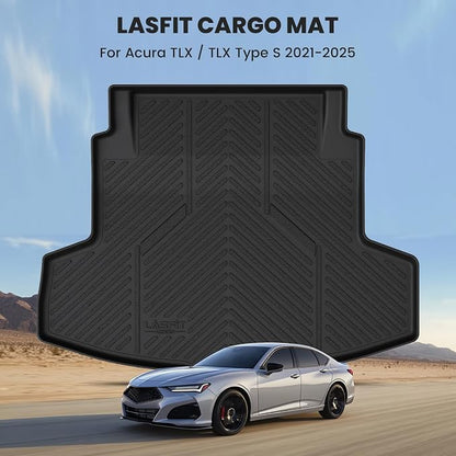 LASFIT Cargo Mat for Acura TLX 2021-2025 Sedan Custom Fit Trunk Mat Cargo Liner with Raised Edges, All Weather TPE Trunk Liner for Rear Cargo Area Protection, Black