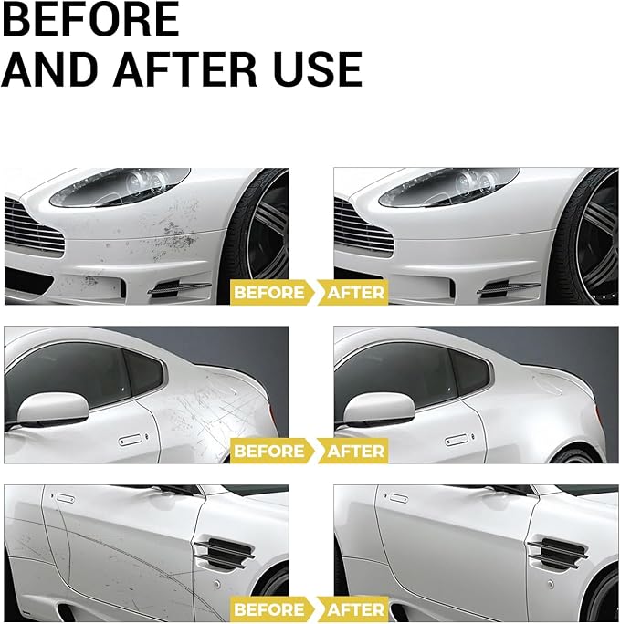 Car Scratch Remover Wax & Repair Paste - Erases Scuffs in 3 Seconds - Complete Kit with Sponge and Microfiber Cloth for Door Handle Scratches & Swirls - 120ml