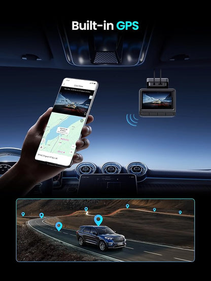 DDPAI Dash Cam Front and Rear 4K+1080P, Dash Camera for Cars with GPS, 5GHz WiFi 6, AI Night Vision 2.0, 48H Parking Mode, 64GB Card Included, ADAS, Loop Recording, Car Dash Cam, Z50 Pro