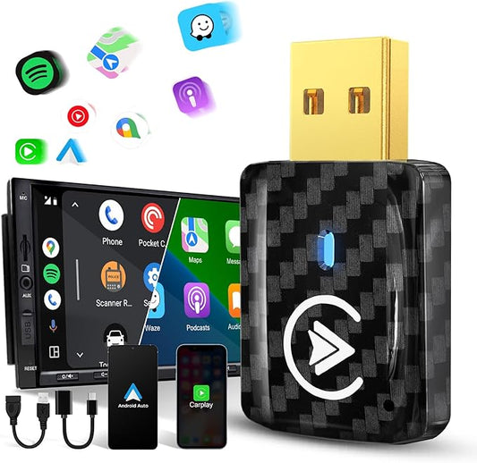 MSXTTLY 2in1 Wireless Carplay Adapter Android Auto Wireless Adapter, Mini USB Small Dongle Fast Auto Connect, Car Play Adapter for Apple iPhone iOS & Android 11+, OEM Wired Car Model 2017+(Black)