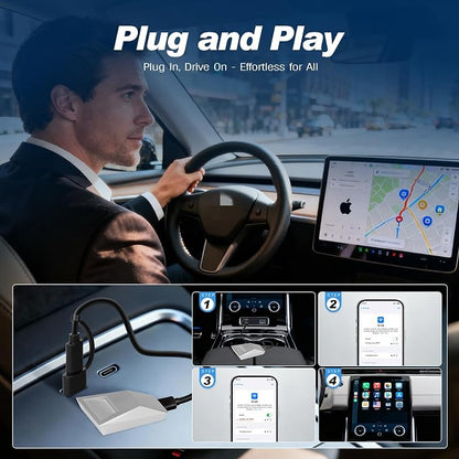 Wireless CarPlay Adapter for Apple iPhone & Android Auto, Wired to Wireless CarPlay, Converter for Android 11+ and iOS 10+, Instant Auto-Connect, No Latency