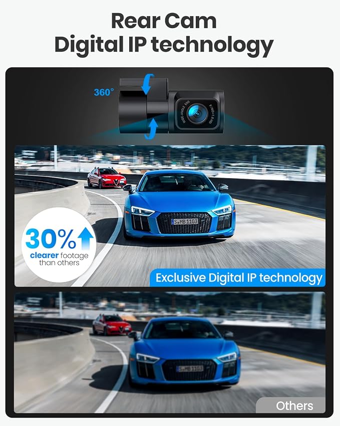 Real 4K Dash Cam Front and Rear, 5.8GHz Wi-Fi GPS, Dual Camera HDR with Top-Level Sensor, 3.3'' IPS Screen, Super Night Vision, G-Sensor, Parking Mode, Dash Camera for Cars with App, Support 512GB Max