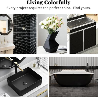 16Oz black bathtub and tiles for kitchen countertops, washbasins, bathtubs, flower POTS, bathroom walls, bathrooms, and glass Windows. Durable DIY paint, suitable for multiple surfaces such as ceramics, glass, metal, wood, etc. - Quick drying