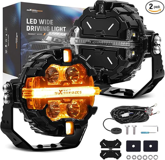 maXpeedingrods 3.5 Inch 160W LED Off Road Lights19,200LM, 7 RGB Colors Round Pod Light, Side Shooter Lights 270°Wide Range, Multicolor LED Light Bar for SUV, Pickup, ATV, UTV, Truck, Motorcycle