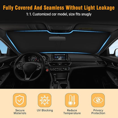 Front Windshield Sun Shade Compatible with Honda Accord 2006-2025 2026, Sun Visor Protector Blocks UV Rays Sunshade for Accord Foldable Interior Accessories