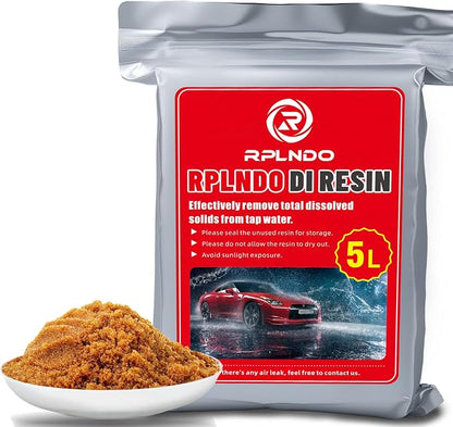 Mixed Bed Deionized Di Resin Refill for Spotless Water System for Car Wash, 5 Liters, Aquarium Filter, Deionized Car Wash, with Replacement Sand Bag&Paper Funnel