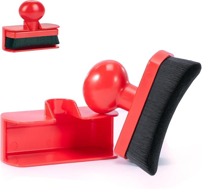 Large Tire Shine Applicator Brush,Vegan Tire Shine Applicator with Curved Brush Head - Automotive Tire Dressing Applicator Brush with Storage Stand for Tire Detailing, 3.6 Inch Length (Red)