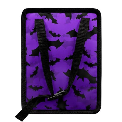Purple Bats Pattern Car Trash Can Leakproof Garbage Bag with Lid and Zipper 1.2Gal Trash Bin Hanging for Back Seat Halloween Car Accessories Universal Fit