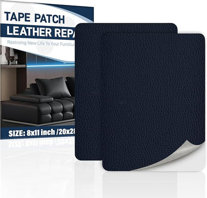 Zenyao Leather Repair Patch for Furniture - Self Adhesive Leather Repair Tape Kit, Vinyl Repair Patch, Ideal for Car Seats Couch Sofa Office Chair, 8x11 Inch, Navy Blue, 2 Pieces