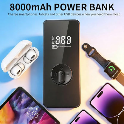 8000A Jump Starter with Air Compressor - 12V Portable Car Battery Booster Pack (Up to 6.0L Gas/3.0L Diesel), 150 PSI Tire Inflator with Detachable Hose, 80000mAh Power Bank for Phones & Tablets