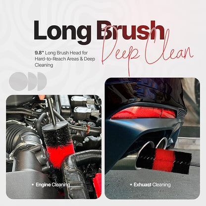 Pack of 1 Wheel Brush - 19Inch Long, Soft Bristle, No Scratch Car Wheel Cleaner Brush - Detailing Brush for Tires, Wheels, Rims, Exhaust Tips, Vehicle Engine, Motorcycles