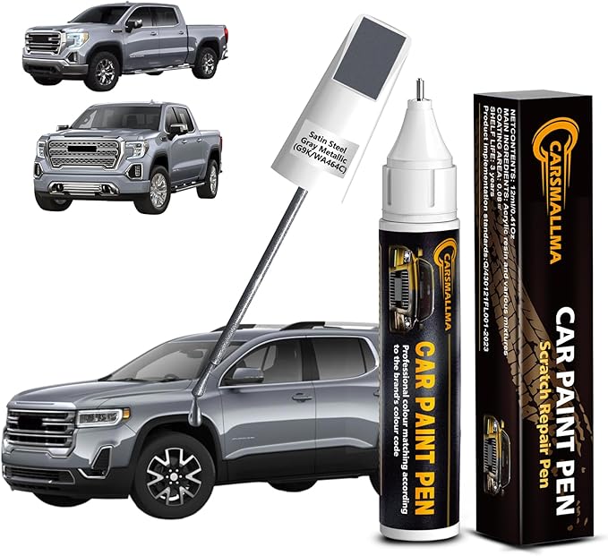 Satin Steel Gray Metallic(G9K/WA464C) Car Touch Up Paint for GMC, Color Accurate Car Paint Scratch Repair Pen Kit Quick & Easy Fix Vehicle Chips and Automotive Nicks Scuff