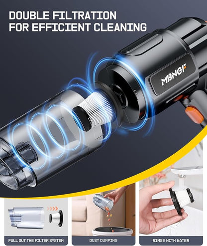 Car Vacuum Portable Cordless, High Power Suction & Blower, Handheld Vacuum Cleaner for Car, Home, Desktop, Keyboard,Birthday Gifts for Men Dad Husband(Jet Black)